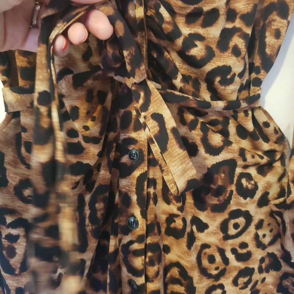 INC International Concepts Leopard Print Midi Shirt Dress size S - Picture 5 of 14
